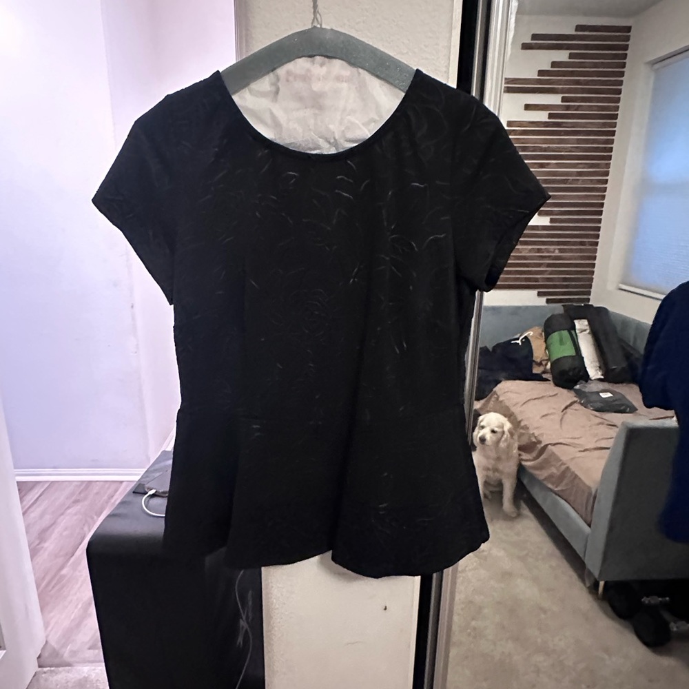 INC International Concepts Black Short Sleeve Top